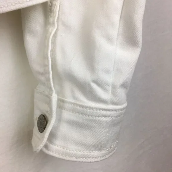 Old Navy White Cotton Denim Trucker Long Sleeve Jean Jacket L - Picture 7 of 11
